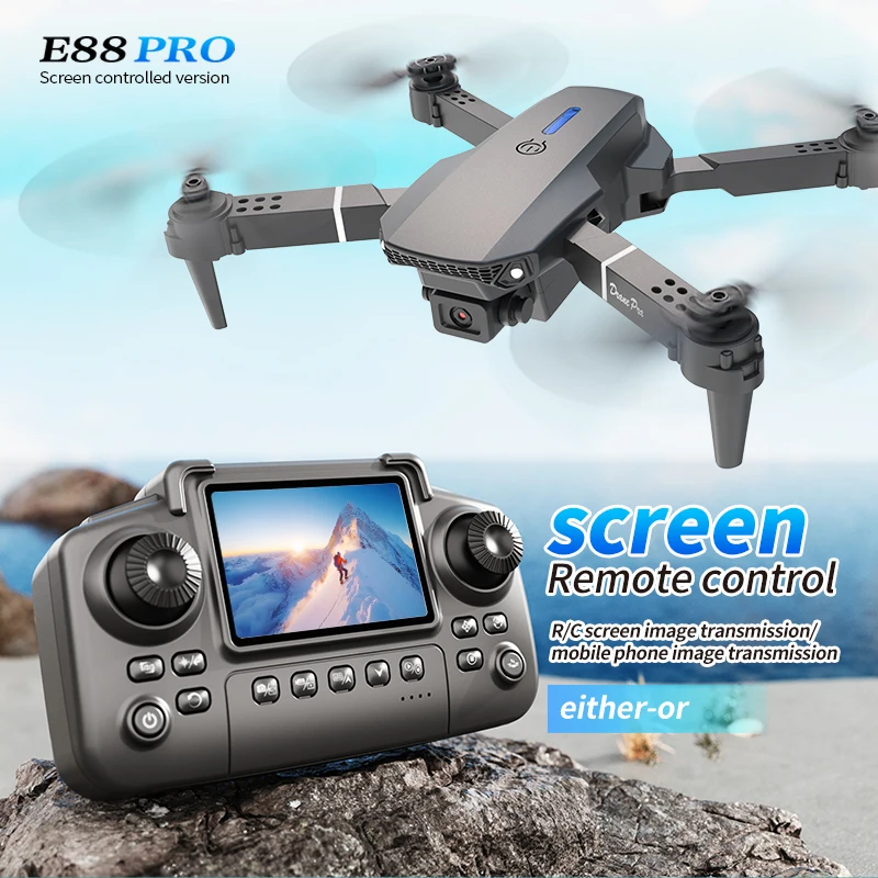 Rc Helicopter Electric - Professionelle E88 PRO Drohne mit Bildschirm
